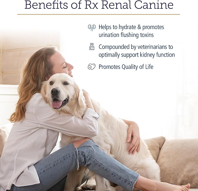 Rx Vitamins Rx Renal Canine Kidney Support for Dogs - Milk Thistle Extract, Green Tea, & Cordyceps Capsules for Dogs - Dog Kidney Support Supplement - 120 ct
