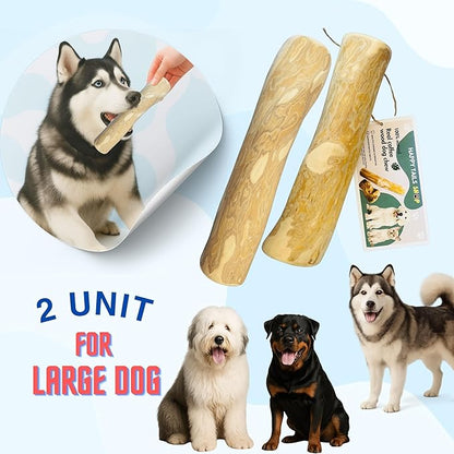 Set of 2 Coffee Wood Dog Chew Stick Toy, Natural and Real Wooden Bone Sticks, Safe Dental Cleaning Chews, Pet Health, Teeth Cleaning and Relieve Stress (Set 2 for Large Dog)