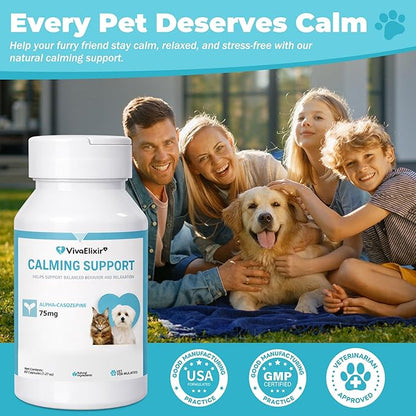 Dog Calming Capsule Calming Support Supplement for Small Dogs and Cats, Helps Promote Relaxation and Reduce External Stress Factors, Daily Behavioral Support and Anxiety Relief for Dogs and Cats, 75mg