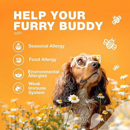 Dog Allergy Relief Chews - Itch Relief for Dogs - 180 Allergy Chews for Itching Skin with Probiotics, Colostrum, Salmon Oil - Allergy, Skin and Coat, Immune, Digestion Support Supplement - Hot Spots