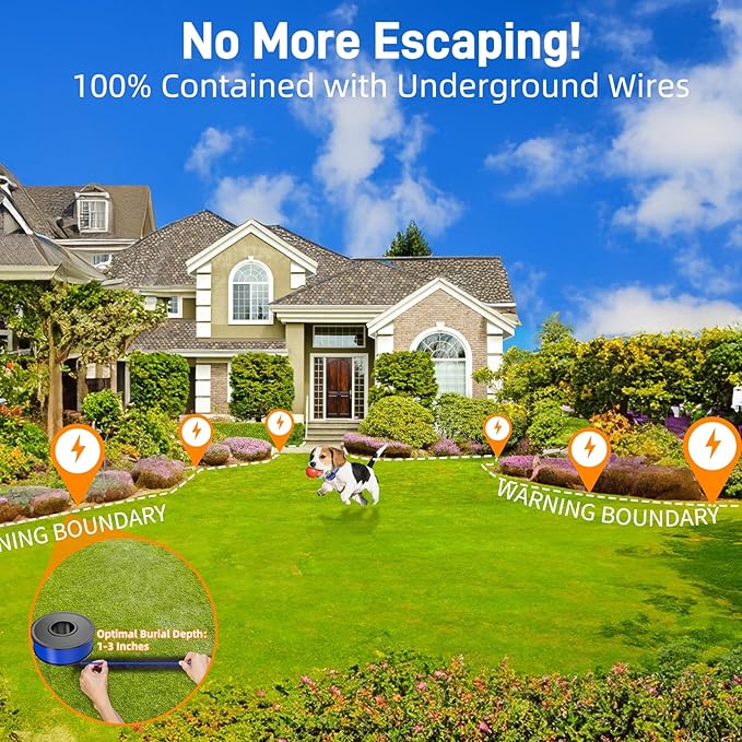 Basic In-Ground Pet Fence - Underground 2 Dogs Fence System, Electric Fence 2 Dogs Training Collar Dog Over 20lb, Wireless Electric Dog Fence System (Collar only)