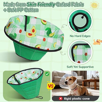 Soft Dog Cone Collar After Surgery: Foldable Long Comfortable Comfy Fabric Recovery Shame Elizabethan Stop Licking Small Medium Large Dogs (Green, S)