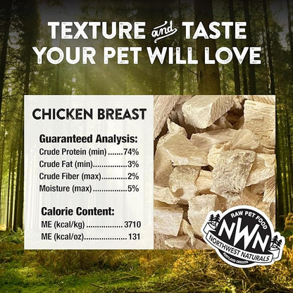 Northwest Naturals Raw Rewards Freeze-Dried Chicken Breast Treats for Dogs and Cats - Bite-Sized Pieces - Healthy, 1 Ingredient, Human Grade Pet Food, All Natural, Proudly Made in USA, 10 Oz