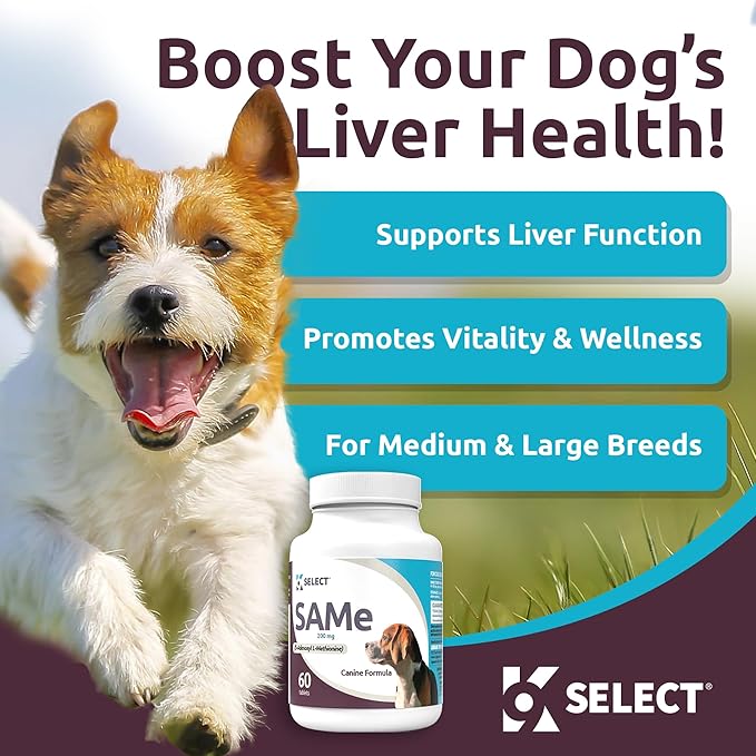 K9 Select SAM-e for Medium and Large Adult Dogs, 60 Tablets, 200mg Active S-Adenosyl L- Methionine, for Dogs