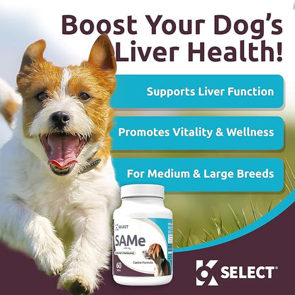K9 Select SAM-e for Medium and Large Adult Dogs, 60 Tablets, 200mg Active S-Adenosyl L- Methionine, for Dogs
