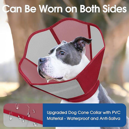 Cone for Dogs, Soft Dog Cone for Medium Large Dogs, Dog Cones Collar After Surgery to Stop Licking, Adjustable Pet Cones Alternative with Double-Layer Design, Red L