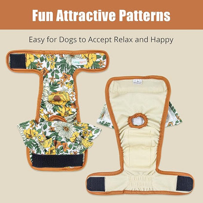 Langsprit Washable Female Dog Diapers (3 Pack) - Reusable Dog Diapers for Female Dogs - Highly Absorbent Dog Dresses for Dogs in Period,Heat or Excitable Urination(Small)