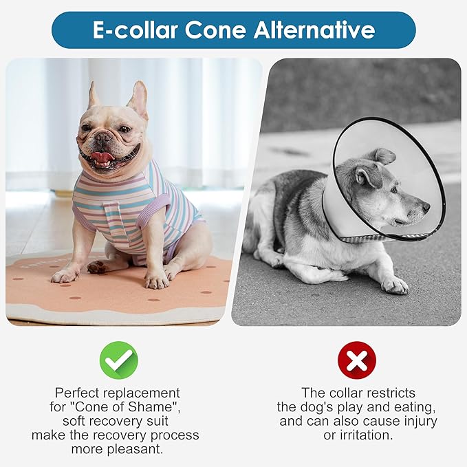 cyeollo Recovery Suit for Dogs Surgery Suit Female Spay Soft Pet Onesie Bodysuit Male Dog Neuter, Small Medium Large Dogs Surgical Recovery Shirt, Striped, XL