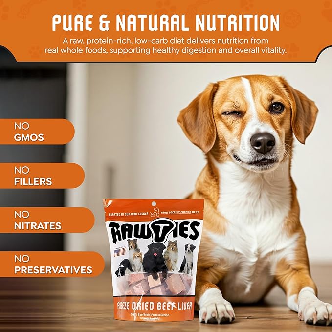 Premium Freeze-Dried Raw Beef Liver for Dogs – 100% USA-Sourced Raw Meat Dog Food – Grain-Free, No Fillers, High Protein Nutrition for Small & Large Breeds, 2 Pack