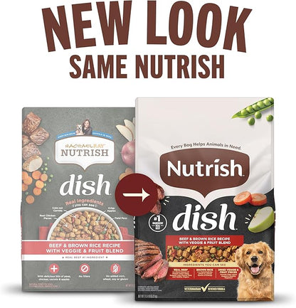 Nutrish Rachael Ray Dish Dry Dog Food Beef & Brown Rice Recipe with Veggie & Fruit Blend, 23 lb. Bag