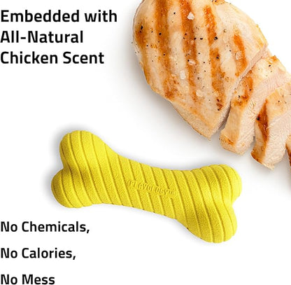 Playology Dog Toys | Dual Layer Bone Durable Chew Toy Bone for Dogs | Medium Chicken Scented Toy - Easy to Clean and Made from Non Toxic Materials