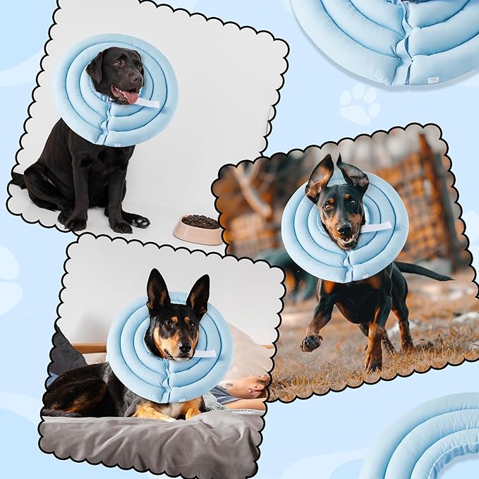 Soft Dog Cone Collar - Adjustable Recovery Cone for Large Dogs After Surgery to Stop Licking, Waterproof Elizabethan Protective Neck Donut Collar Alternative for Pet (Blue, 2XL)