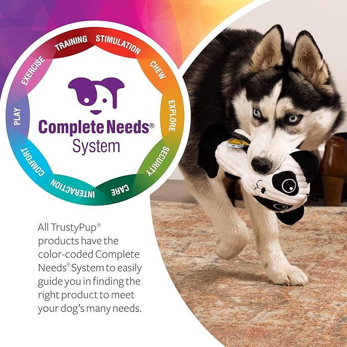 TrustyPup Strong 'N Silent Big Head Panda Silent Squeak Plush Dog Toy, Chew Guard Technology - Black/White, Medium