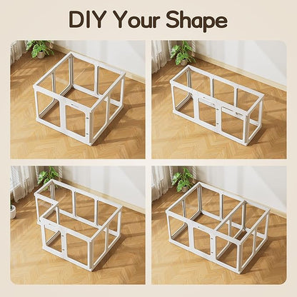Jalove 30" H Clear Dog Playpen Acrylic Puppy Playpen Indoor, Easy Assemble Cat Rabbit Ferret Pet Play Pen with Door, Plastic Dog Fence Kennel Whelping Cage Enclosure White 2PCS
