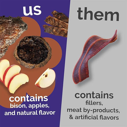 Fruitables Whole Jerky Bites, Healthy Dog Treats, Puppy Essentials, Jerky Dog Treats, Made in the USA, No Artificial Ingredients, Grilled Bison & Apple Flavor, 5oz