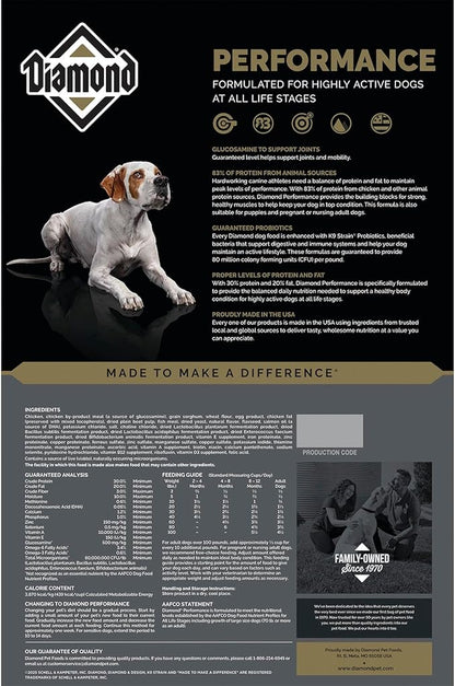 Diamond Performance All Life Stages Dry Dog Food 30/20 for Highly Active, Hard Working & Athletic Dogs 40lb Bag
