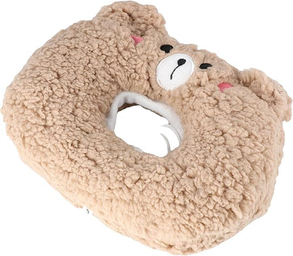Leadigol Pet Cat Recovery Collar Soft Dog Cone Collar Anti-Lick Bear Shape Collar Plush Comfortable Wound Healing Protective Cat Collar,Neck:1.38in-3.15in