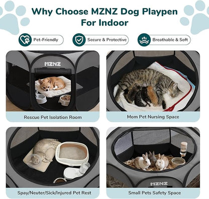 Dog Cat Playpen, Portable Puppy Pet Crate Indoor for Small Dogs Cats Rabbits, Foldable Dog Cage Enclosure for Outdoor, Pop Up Dogs Tent Kennel with Carrying Case, Dark Grey