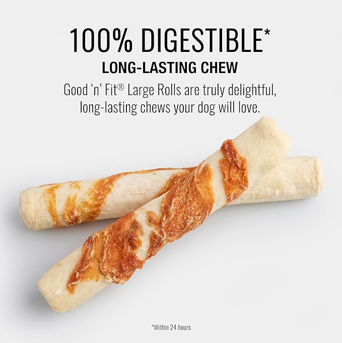 Good ‘n’ Fit Rolls Made with Real Lamb, 2 Large Rolls, Treat Your Dog to Long-Lasting and Highly Digestible Rawhide Chews (Pack of 2)