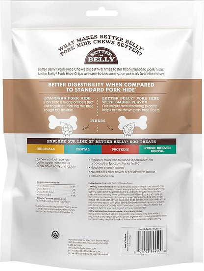 Better Belly Pork Hide Rolls with Smoke Flavor Small, 20 Count, Digestible Pork Hide for Dogs