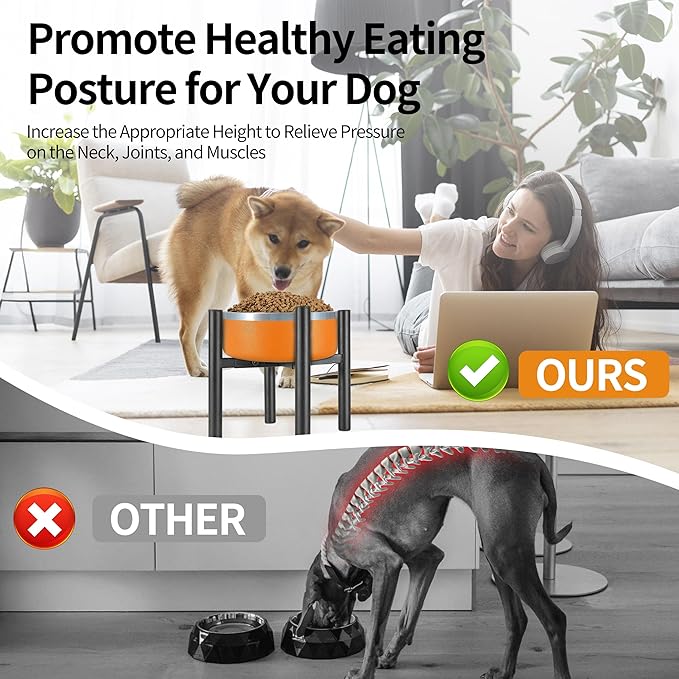 PROERR Lifted Dog Bowl Stand - Without Bowls, Single Raise Pet Food Table Adjustable Wide 6-10", Tall 8 10 12" - Bowl Stand Size Optional, Dog Bowls Holder Elevated for Small Medium Large Dogs Breed