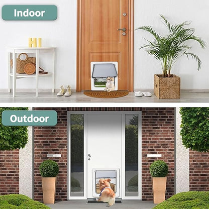 Large Doggie Door with Magnetic Locking Panel for Home Security - Durable & Weatherproof Outer Size 16.9x14in for Medium to Large Dogs, Cats, Pets. Easy to Install