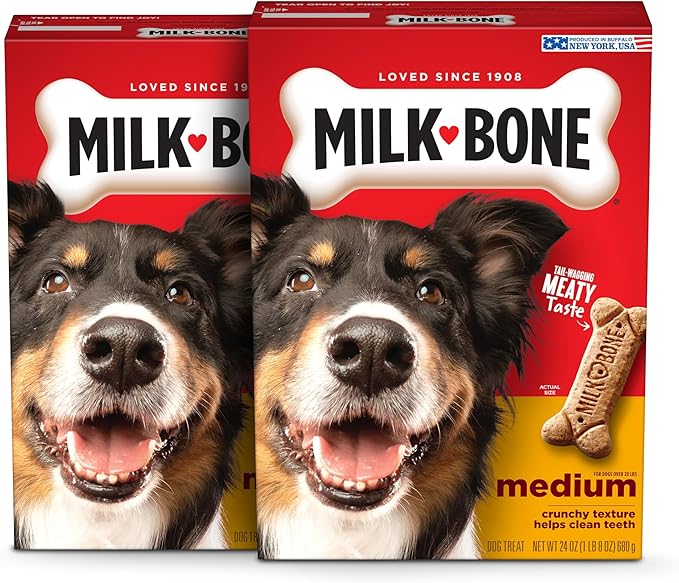 Milk-Bone Dog Treats for Medium Dogs, 24 Ounce | Pack of 2 | Crunchy | Helps Clean Teeth