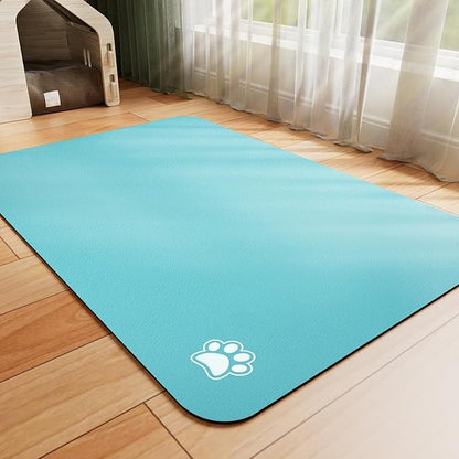 HotLive Dog Food Mat - Absorbent Cat Mat for Food and Water, No Stains Pet Feeding Bowl Mat, Easy to Clean Pet Placemats, Quick Dry Dog Water Dispenser Mat for Messy Drinkers | Paw Teal 24"x36"