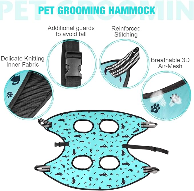 ATESON Dog Grooming Hammock - Pet Harness for Grooming Nail Trimming (XXL 120lb), Dog Sling for Nail Clipping, Dog Hanging Holder for Cutting Nail with Nail Clippers