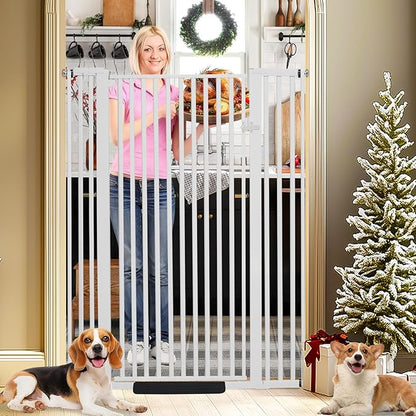 SHYUJAJIE 55 Inch Extra Tall Pet Gate for Cats,29.92"-43" Adjustable Wide Dog Gates,Pressure Mounted Walk Through Tall Pets Gate for Doorways,Hallway,Stairs(White)