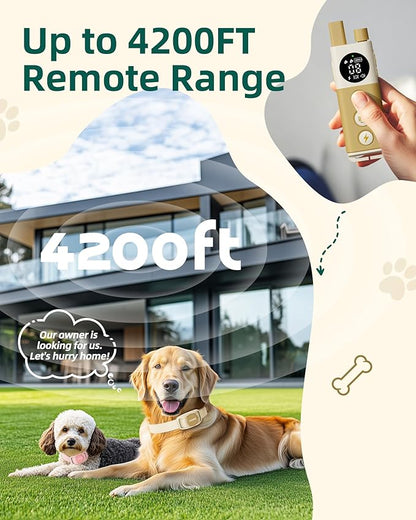 Jugbow Dog Training Collar for 2 Dogs - 4200FT Remote Control with 3 Training Modes, Electric Collar with LED Light & IPX8-Waterproof, Rechargeable E-Collars for Small Medium Large Dogs (Beige)
