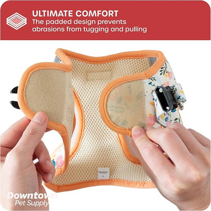 Downtown Pet Supply Step-in Dog Harness – No Pull, Adjustable Padded Mesh with Reflective Trim, Secure Buckle Strap – Comfortable & Breathable Small Dog Harness, MediumX-Large, Floral
