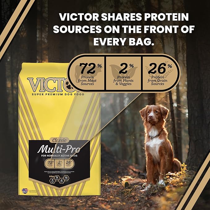 VICTOR Super Premium Dog Food – Multi-Pro Dry Canine Food – Gluten Free Dog Kibble with Beef, Chicken and Pork Protein for Normally Active Dogs – All Breeds and All Life Stages, 30 lb