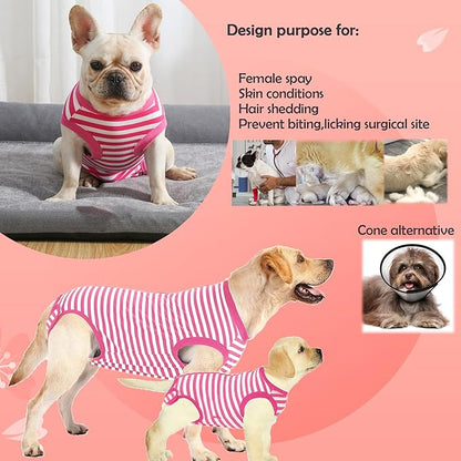 Dog Recovery Suit Post Surgery Shirt for Puppy,Small Female Spay Wound Protective Suit,Pink XS