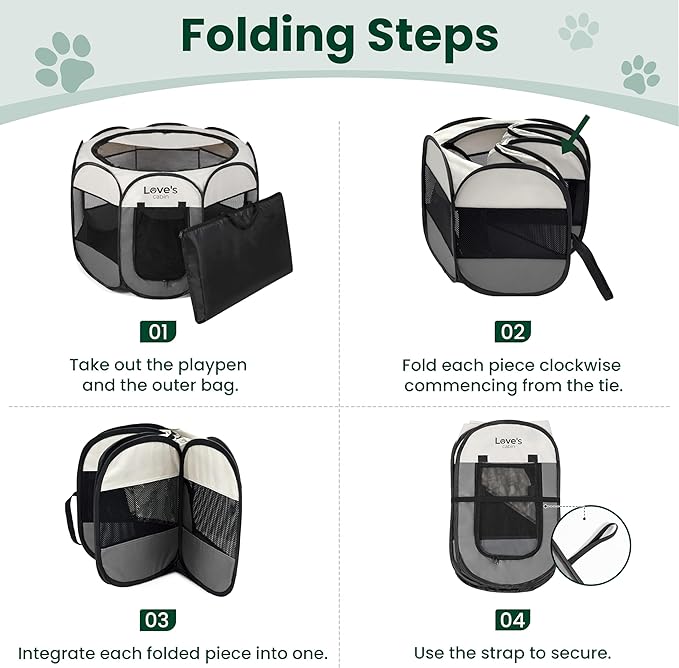Love's cabin Pet Puppy Dog Playpen, Medium Dog Tent Crates Cage Indoor/Outdoor, Portable Playpen for Cat, Foldable Pop Up Dog Kennel Playpen with Carring Case, Removable Zipper Top, Grey