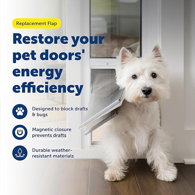 PetSafe Original Replacement Flap - Doggie Door Vinyl Replacement Flap for Sliding Glass Pet Door - Durable & Made with Non-Toxic Materials - 8 7/8" H x 5 1/8" W - Large