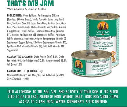 Weruva Classic Dog Food, That's My Jam! with Chicken & Lamb in Gelée, 5.5Oz Can (Pack of 24)