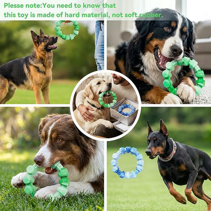 BoYoYo Dog Toys for Aggressive Chewers, 2 Pack Indestructible Dog Toys for Large Breed, Durable Chew Toy for Dogs to Keep Them Busy, Ring Toy for Trainging & Cleaning Teeth, Milk Flavored