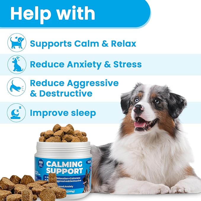 Calming Chews for Dog,Dog Calming Chews Anxiety&Stress Relief Treat with Melatonin,L-Theanine,Sleep Aid for Small/Large Dogs for Separation,Barking,Thunderstorm,Fireworks,Travel,Vet Visit -100 Counts