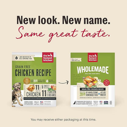 The Honest Kitchen Human Grade Wholemade™ Dehydrated Dog Food, Grain Free Chicken, 10 lb (makes 40lbs)