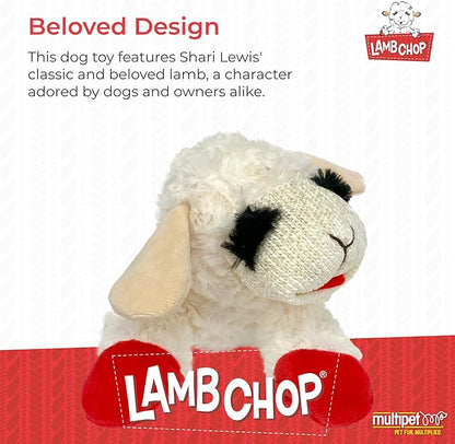 Multipet Lamb Chop Dog Plush Toy - Squeaky Toy for Small & Medium Dogs - Extra Soft Plush - Stuffed Animal for Cuddling & Playing (10",Cream,5 Squeakers),(Pack of 2)
