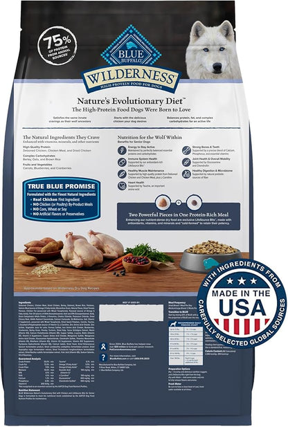 Blue Buffalo Wilderness High-Protein Natural Dry Food for Senior Dogs, Chicken Recipe, 13-lb Bag