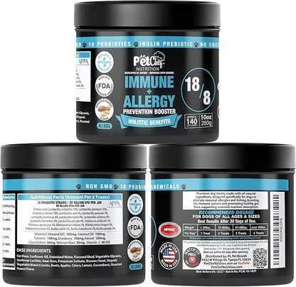 Pet Chef Allergy & Itch Relief Chews for Dogs Supports Itchy Skin, Hot Spots, Immune Defense & Seasonal Allergy Comfort Probiotic Formula 140ct, Made in USA