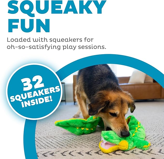 Outward Hound Squeaker Matz Plush Gator Dog Toy, XXL