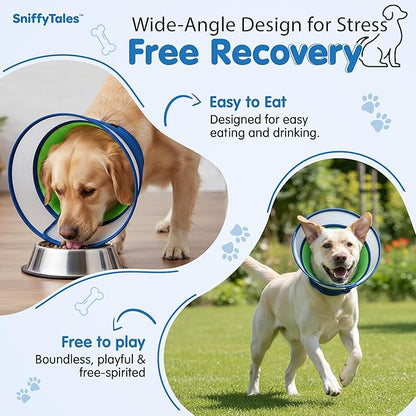 Soft Dog Cone Collar After Surgery – Adjustable Recovery Cone for Medium & Large Dogs – Double-Layer Protective Elizabethan Collar for Wound Protection & Licking Prevention – Comfortable - Blue