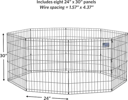 MidWest Homes for Pets 30-Inch Exercise Pen, for Indoor and Outdoor use, 16 Sq Feet of Play, Folding Dog Pen, No Door Design for Maximum Security, Easy to Set Up, Foldable Dog Playpen