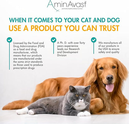 AminAvast Kidney Support Supplement for Cats and Small Dogs, 300mg 2-Pack - Promotes Natural Kidney Function - Aids in Health and Vitality of Aging Kidneys - Easily Administered - 60 Sprinkle Capsules