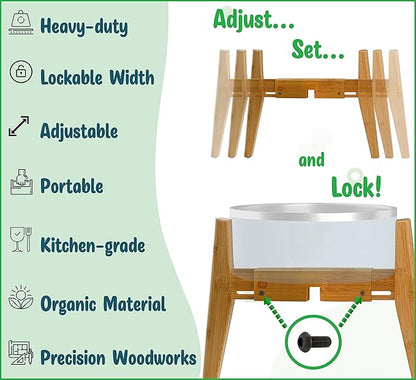 Dog Bowl Stand (12-inch High) - Ideal for Large Breeds, Adjustable, Elevates, Raises Pet Food Feeders, Water Dishes, Fountains - (Bowls not Included)
