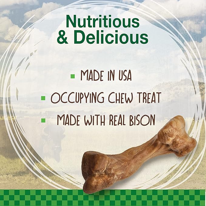 Nylabone Healthy Edibles WILD Natural Dog Chew Treats for Small Dogs, Long Lasting Dog Healthy Chew Bones Made in USA, Bison Flavor, For Dogs Up to 25 lbs. (8 Count)