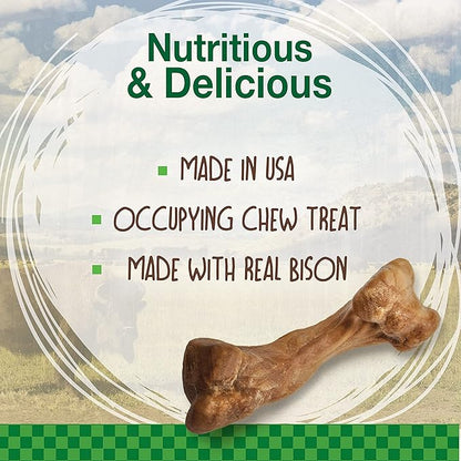 Nylabone Healthy Edibles WILD Natural Dog Chew Treats for Small Dogs, Long Lasting Dog Healthy Chew Bones Made in USA, Bison Flavor, For Dogs Up to 25 lbs. (8 Count)
